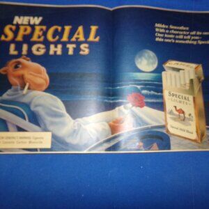 Vintage Joe Camel New Special Lights Newspaper Ocean at Night Advertising Poster